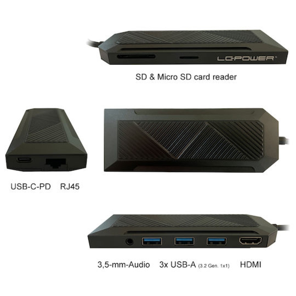 LC-Power USB-C Docking Station με HDMI 4K Ethernet Μαύρο (LC-HUB-C-MULTI-6-RGB)