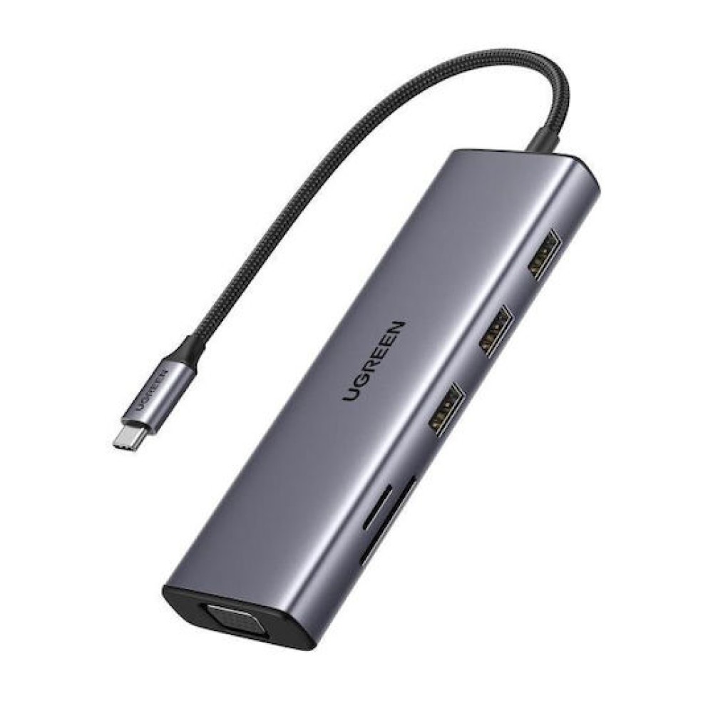 Ugreen CM498 USB-C Docking Station με HDMI 4K PD Ethernet και σύνδεση 2 Οθονών Μπλε