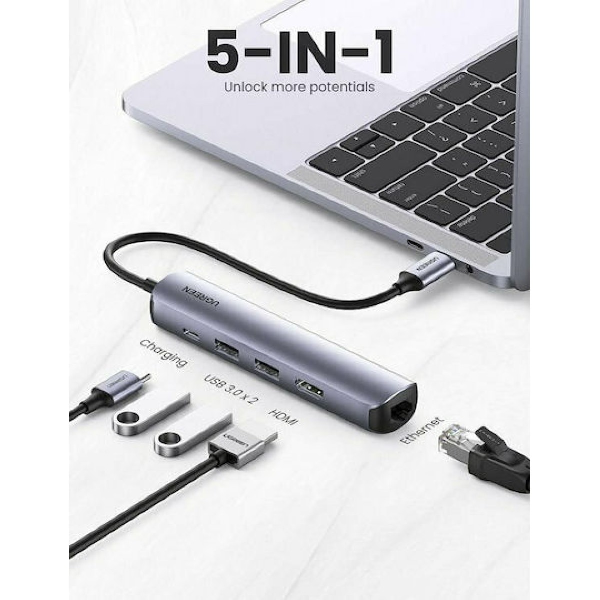 Ugreen USB-C Docking Station με HDMI 4K PD Ethernet Μπλε (10919)