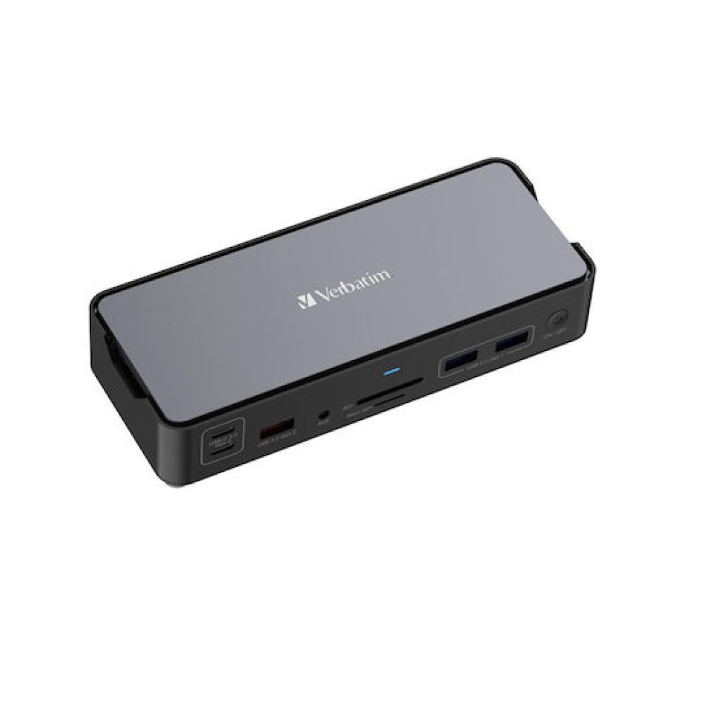 Verbatim USB-C Docking Station με HDMI/DisplayPort 4K PD Ethernet και σύνδεση 2 Οθονών Γκρι (32171)