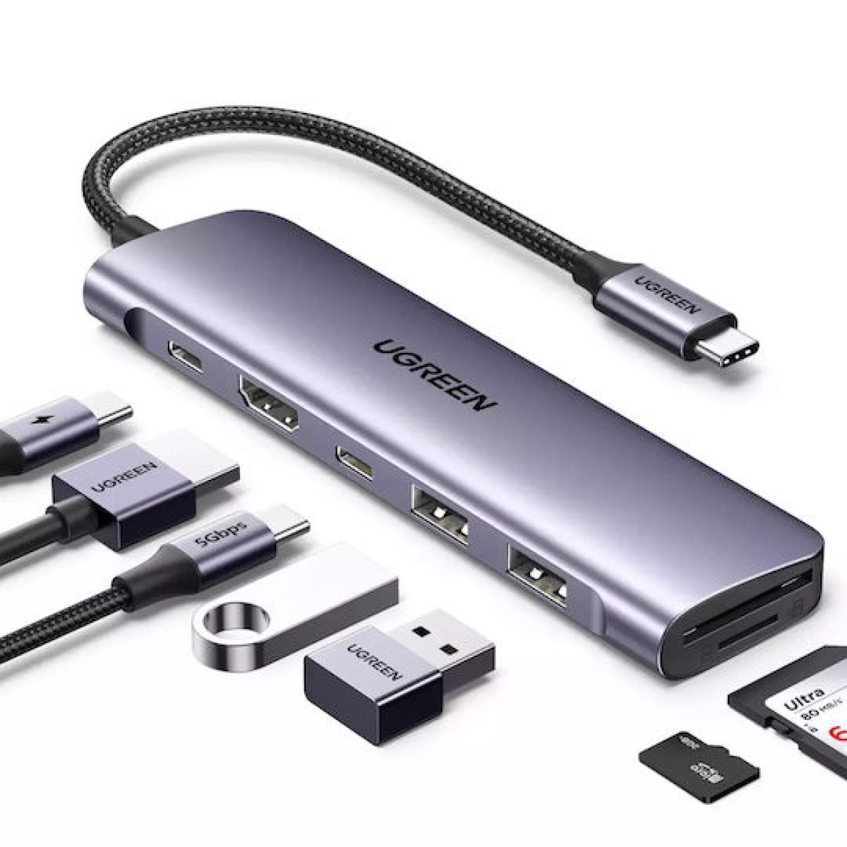Ugreen CM195 USB-C Docking Station με HDMI 4K PD Γκρι