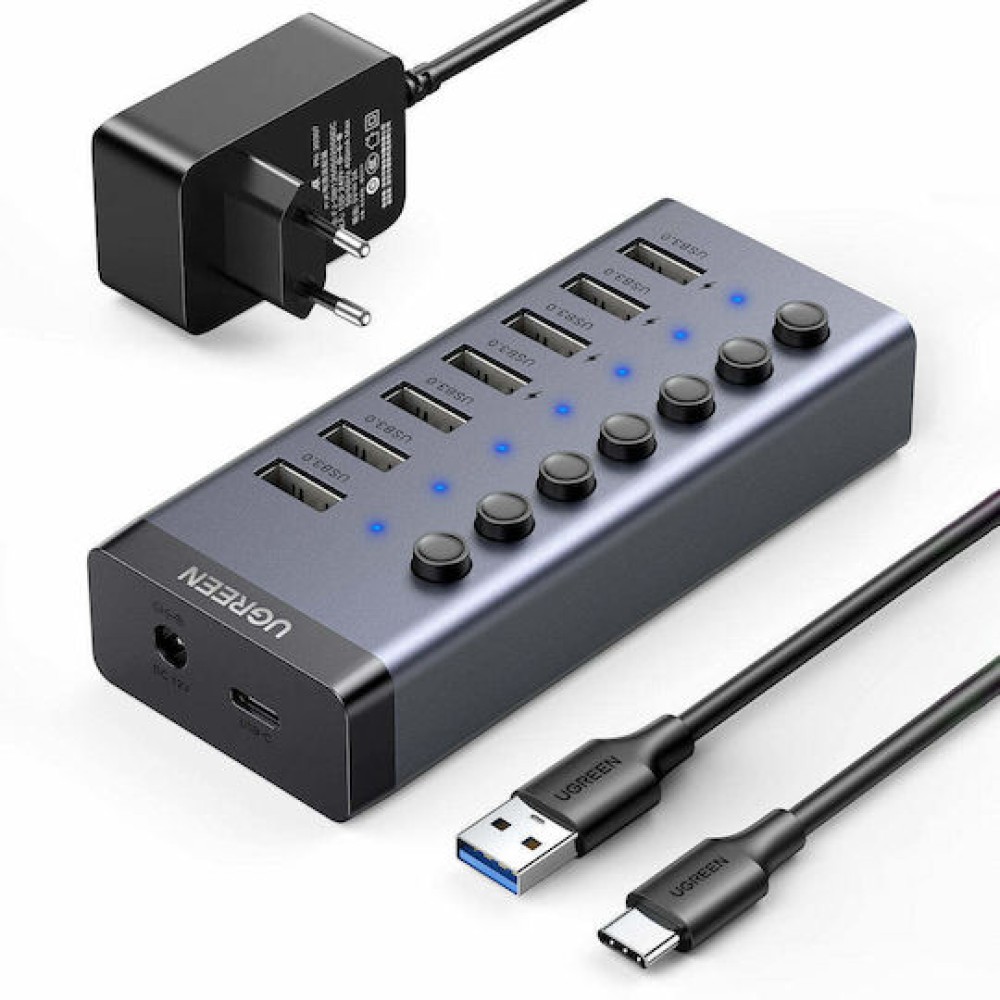Ugreen Βάση Φόρτισης με 7 Θύρες USB-A και Καλώδιο USB-C Power Delivery σε Γκρι χρώμα (CM481)