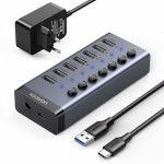 Ugreen Βάση Φόρτισης με 7 Θύρες USB-A και Καλώδιο USB-C Power Delivery σε Γκρι χρώμα (CM481)