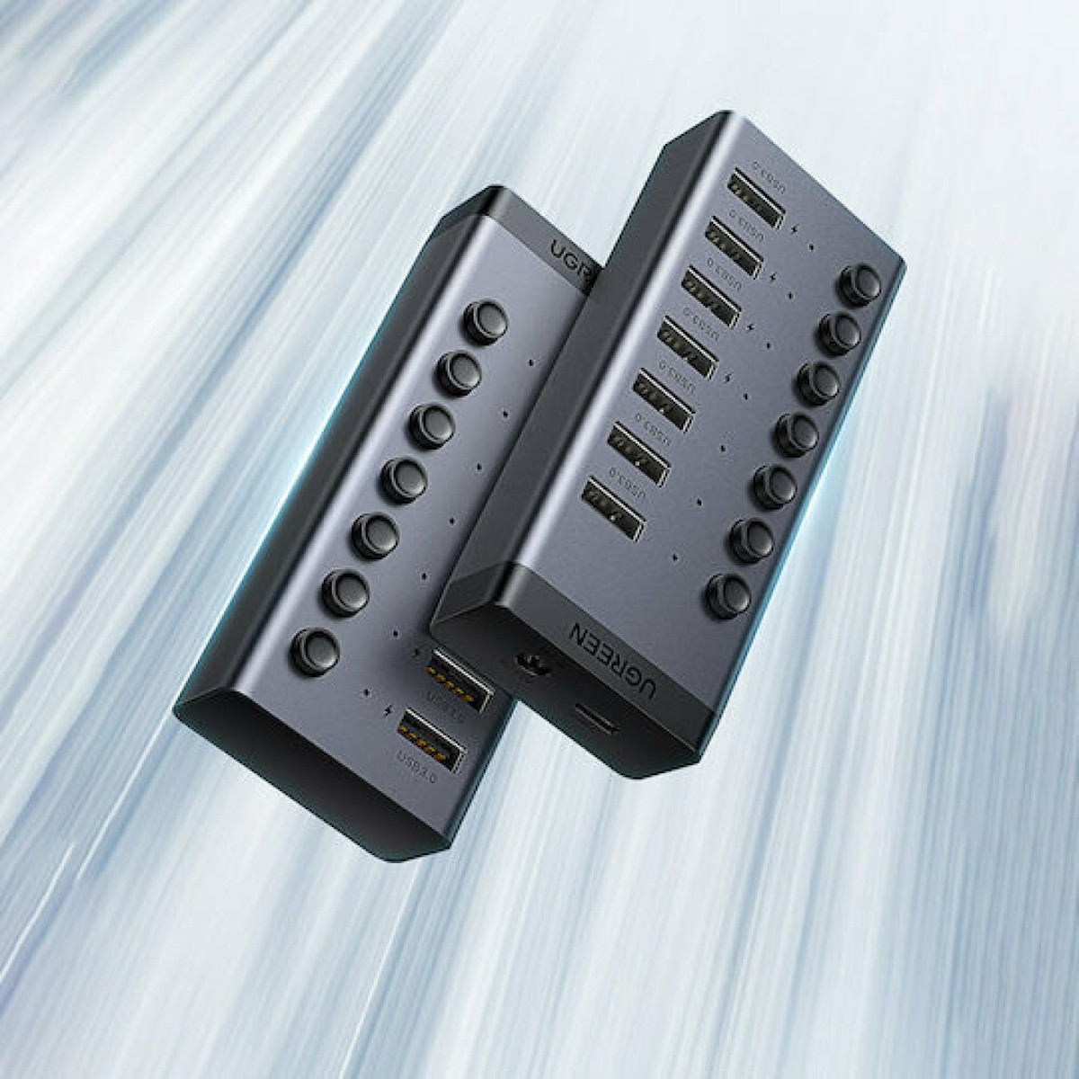 Ugreen Βάση Φόρτισης με 7 Θύρες USB-A και Καλώδιο USB-C Power Delivery σε Γκρι χρώμα (CM481)