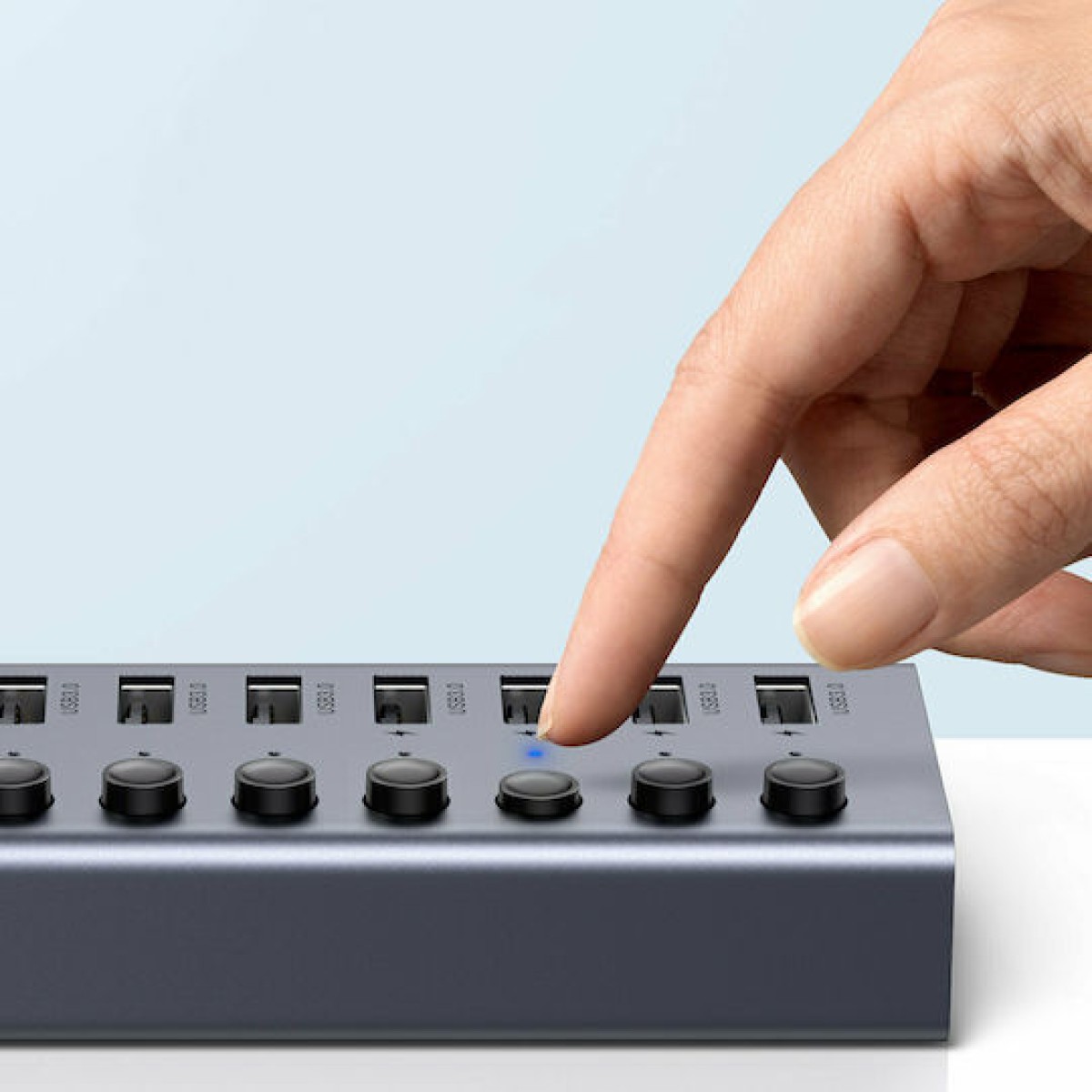 Ugreen Βάση Φόρτισης με 7 Θύρες USB-A και Καλώδιο USB-C Power Delivery σε Γκρι χρώμα (CM481)