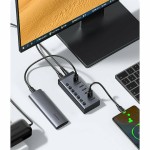 Ugreen Βάση Φόρτισης με 7 Θύρες USB-A και Καλώδιο USB-C Power Delivery σε Γκρι χρώμα (CM481)