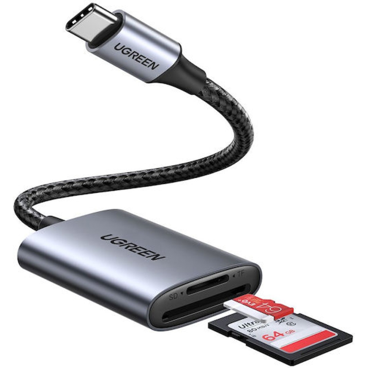 Ugreen CM401 Card Reader Type-C για SD/microSD Γκρι
