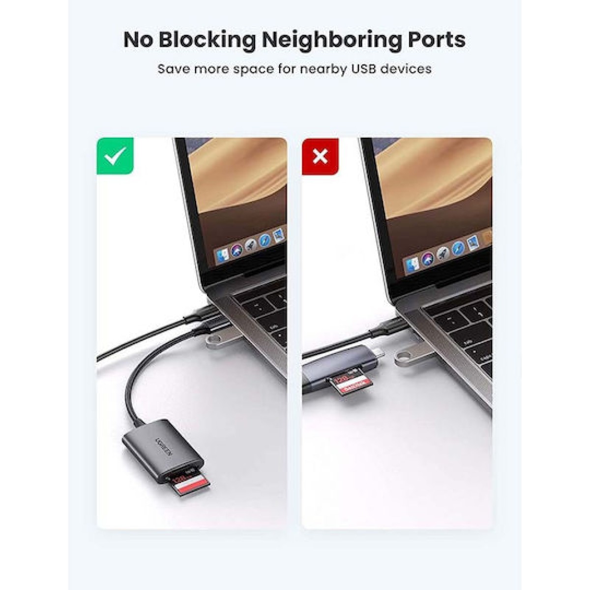 Ugreen CM401 Card Reader Type-C για SD/microSD Γκρι