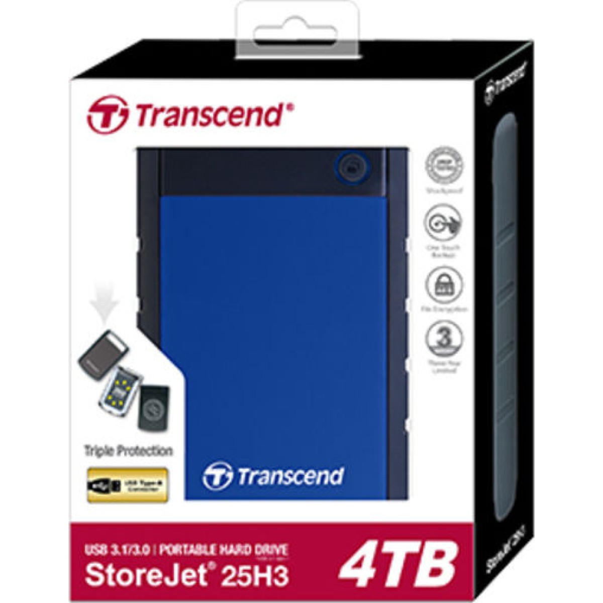 Transcend StoreJet 25H3 USB 3.0 Εξωτερικός HDD 4TB 2.5