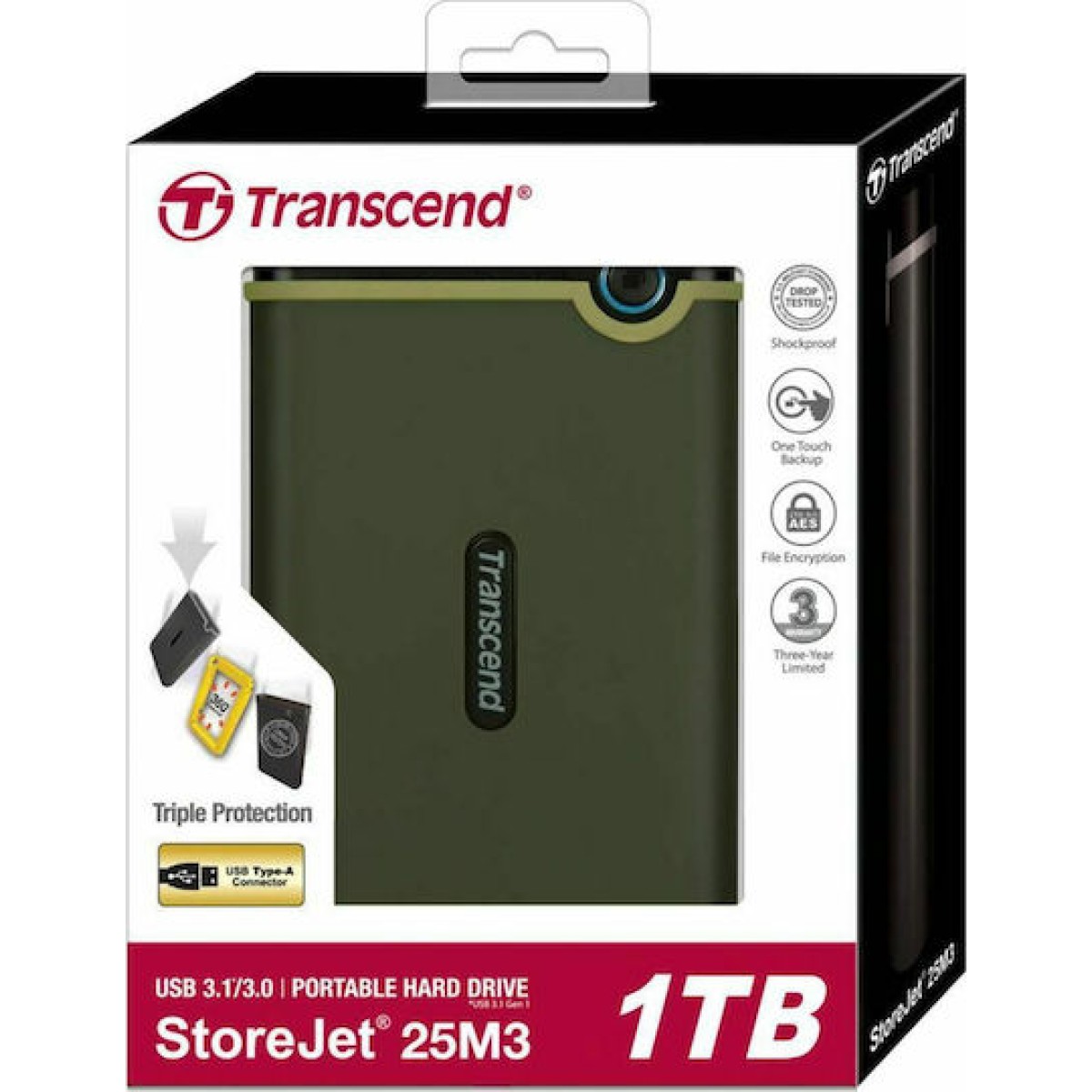 Transcend StoreJet 25M3 USB 3.0 Εξωτερικός HDD 1TB 2.5