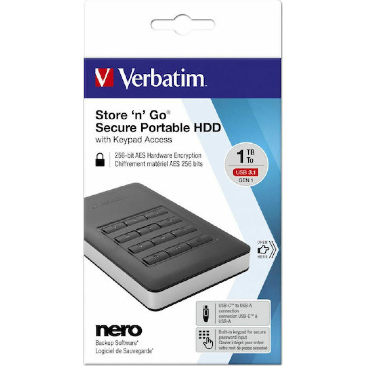 Verbatim Store 'n' Go Secure with Keypad Access USB 3.1 Εξωτερικός HDD 2TB 2.5