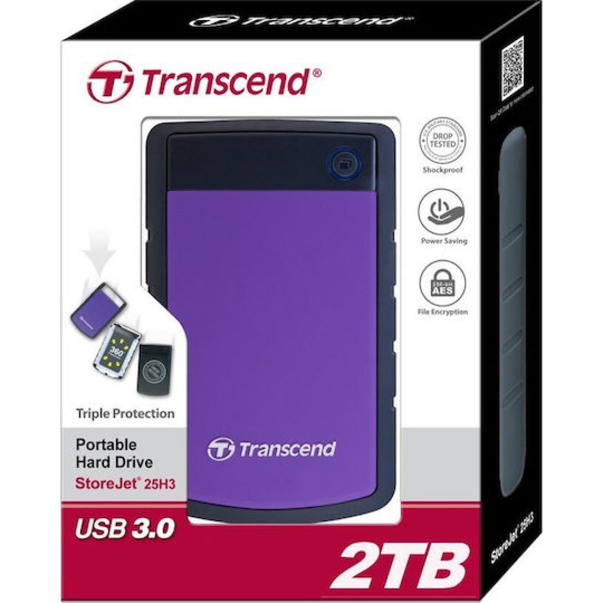 Transcend StoreJet 25H3P USB 3.0 Εξωτερικός HDD 2TB 2.5