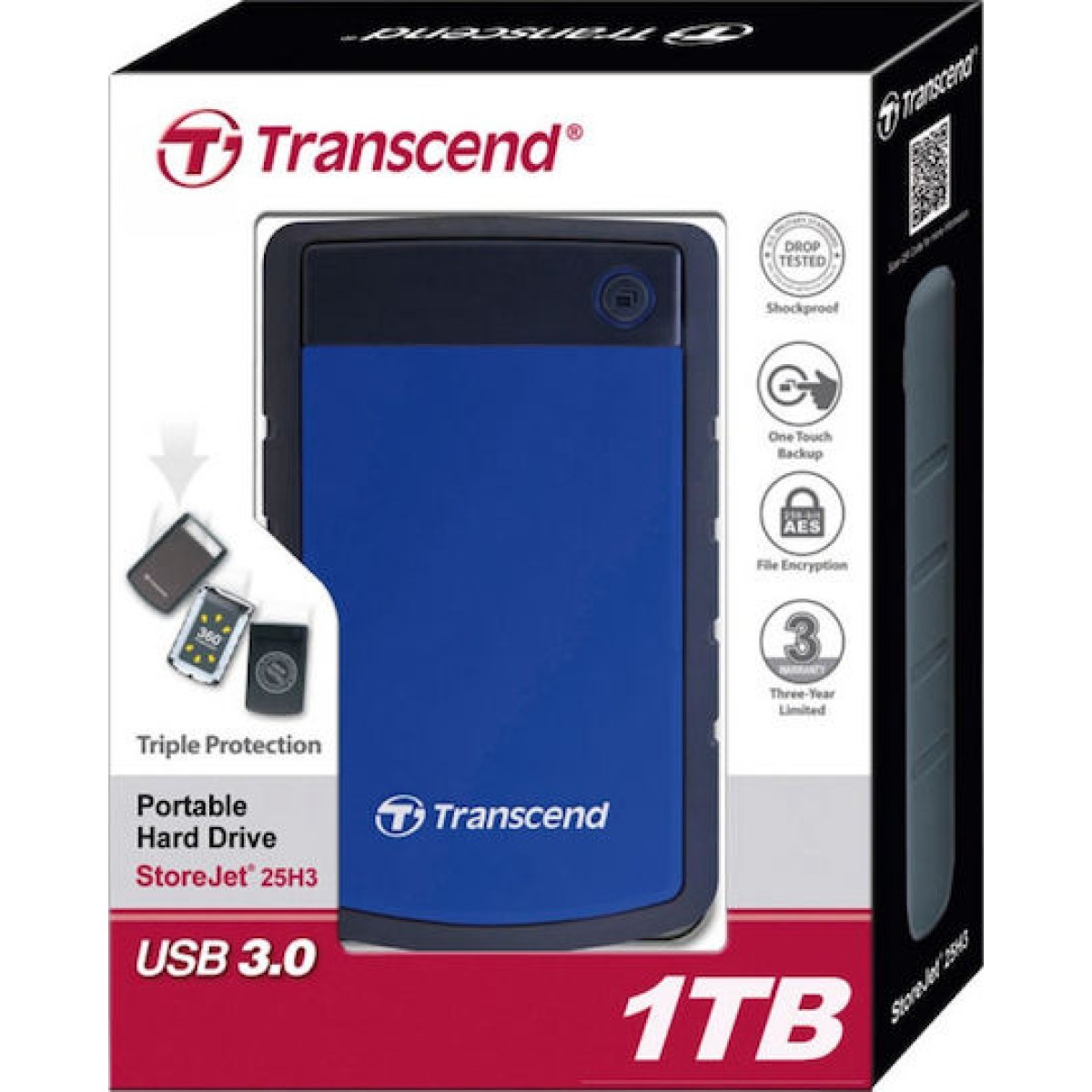 Transcend StoreJet 25H3 USB 3.0 Εξωτερικός HDD 1TB 2.5