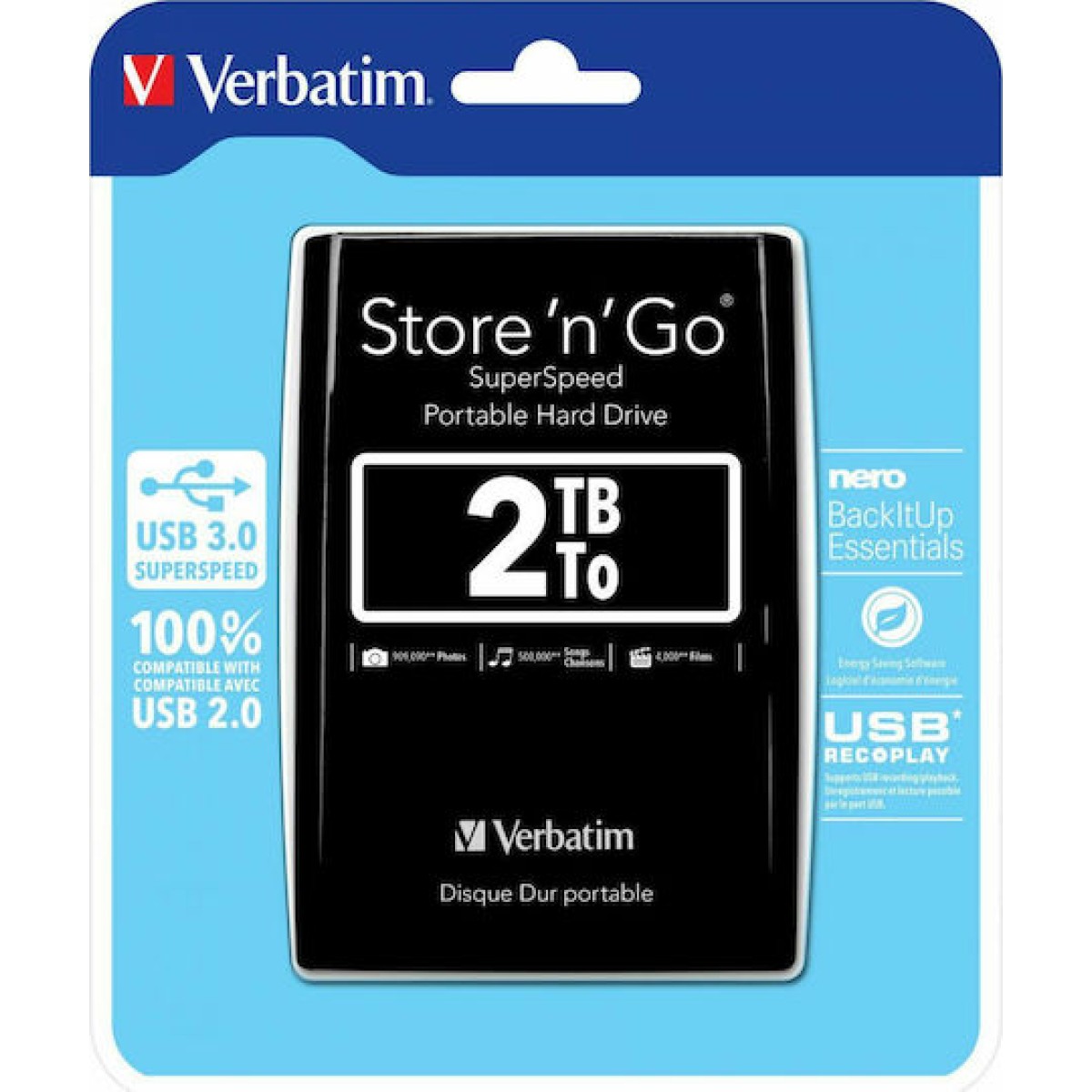 Verbatim Store 'n' Go USB 3.0 Εξωτερικός HDD 2TB 2.5