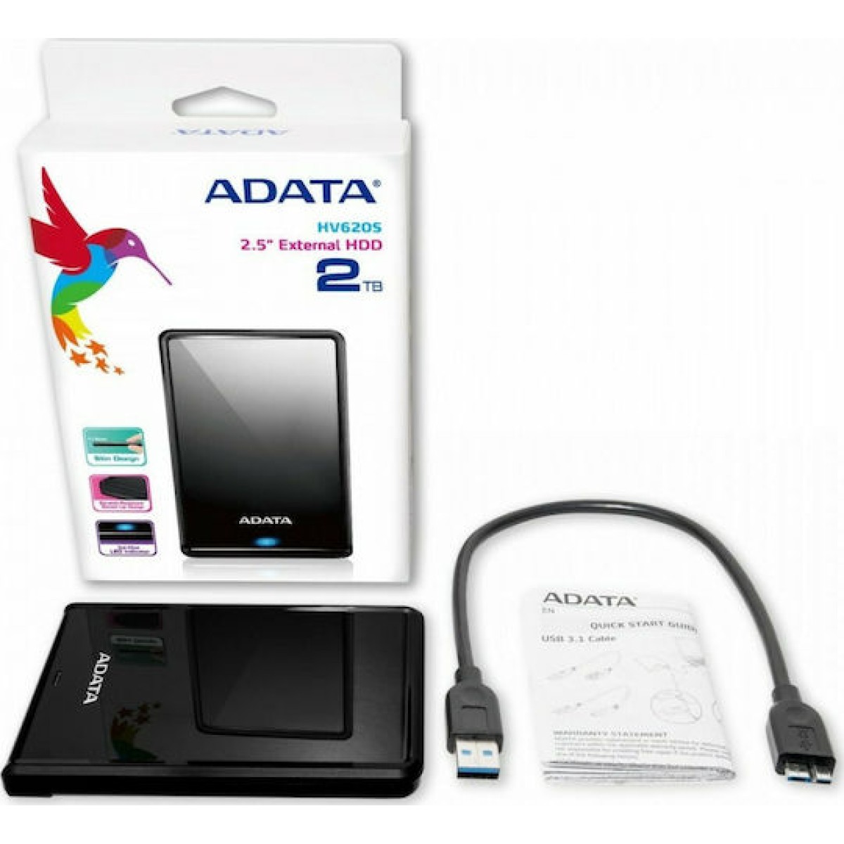 Adata HV620S USB 3.0 Εξωτερικός HDD 2TB 2.5