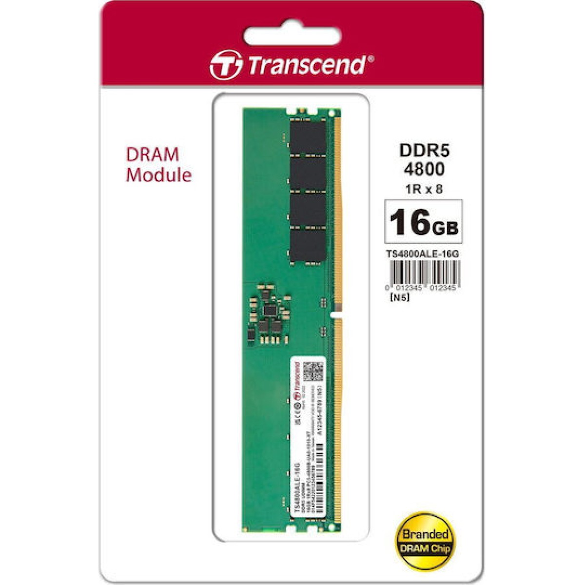 Transcend DDR5 με Module 1x16GB και Ταχύτητα 4800 για Desktop