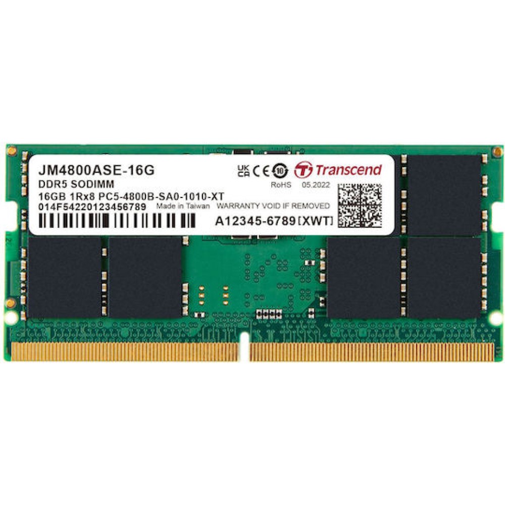 Transcend DDR5 με Module 1x16GB και Ταχύτητα 4800 για Laptop
