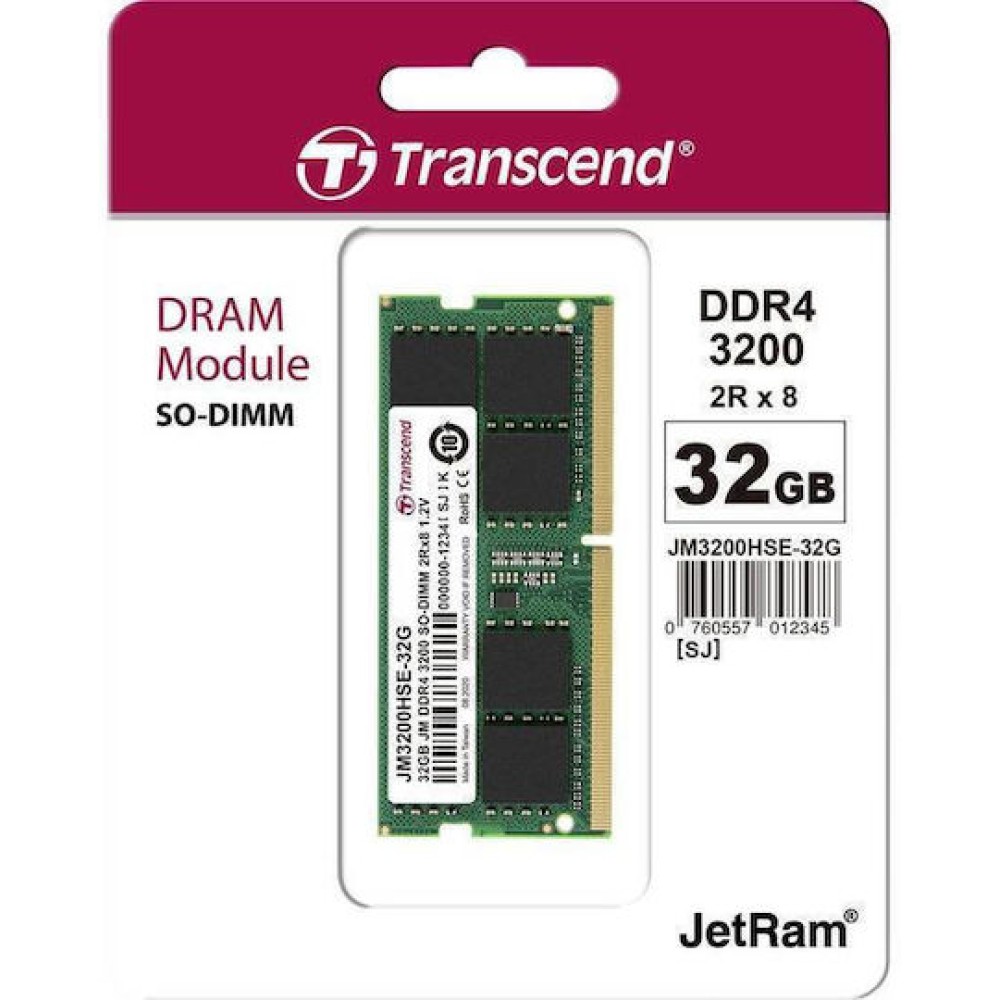 Transcend DDR4 με Module 1x32GB και Ταχύτητα 3200 για Laptop