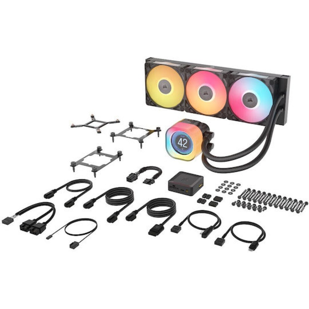 Corsair iCUE LINK TITAN 360 RX LCD Υδρόψυξη Επεξεργαστή Τριπλού Ανεμιστήρα 120mm για Socket AM4/AM5/1700 με RGB Φωτισμό
