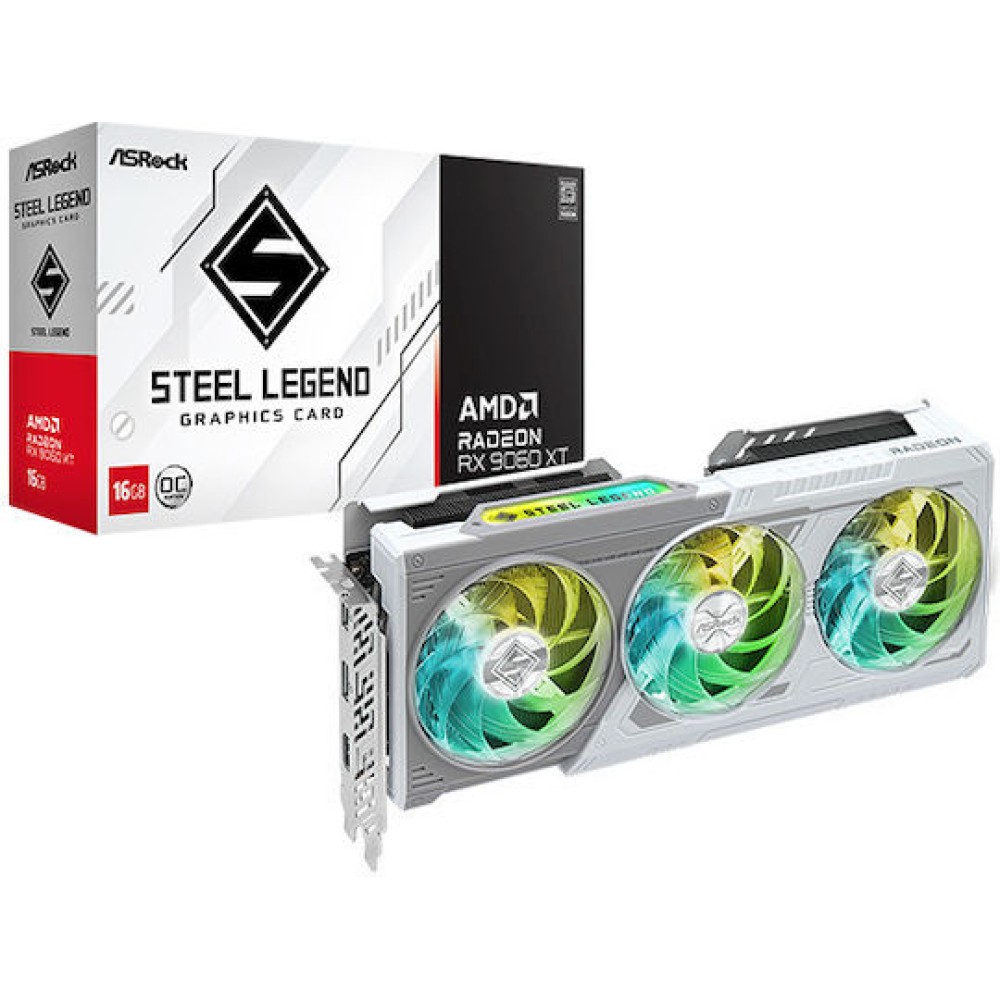 ASRock Radeon RX 9060 XT 16GB GDDR6 Steel Legend OC Κάρτα Γραφικών