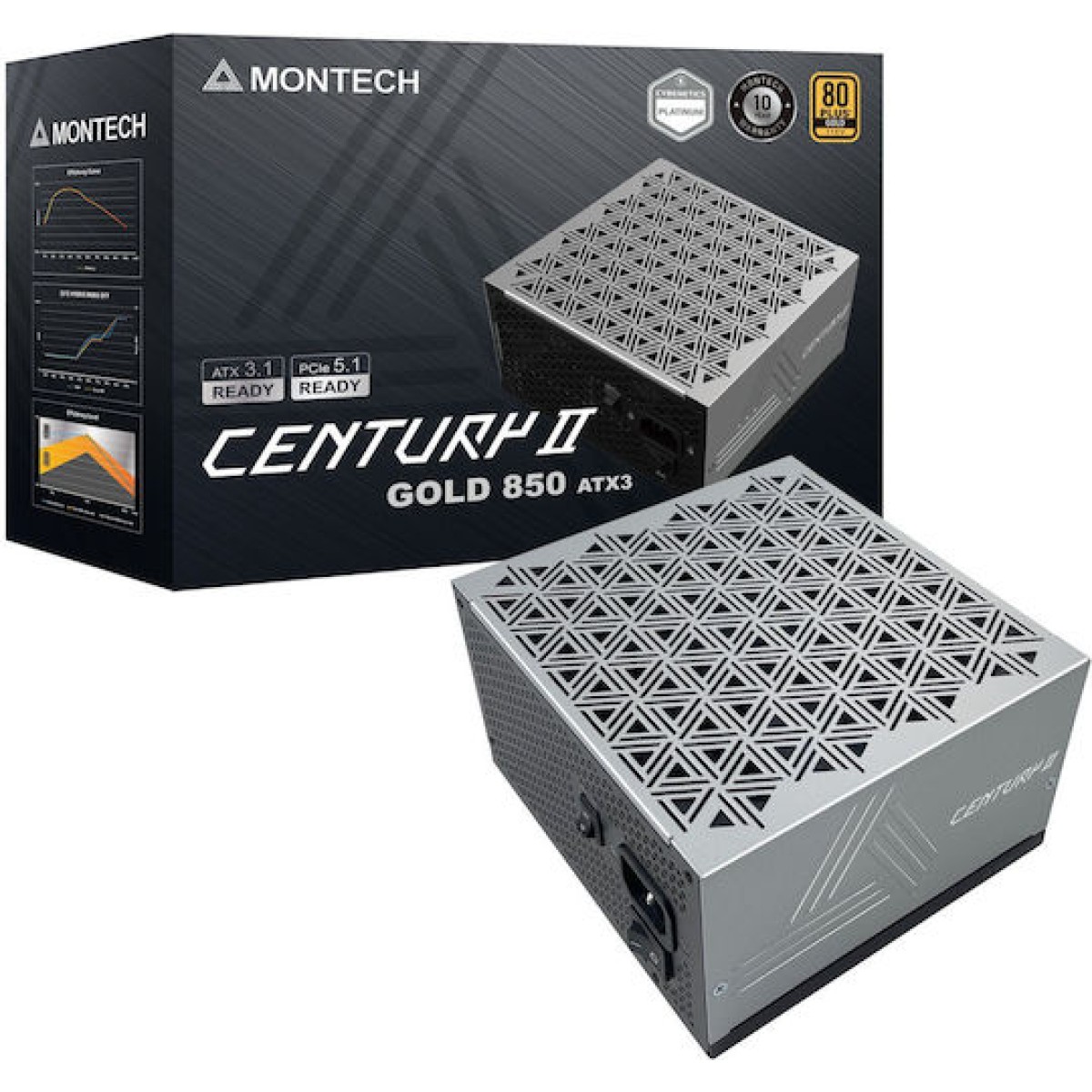 Montech Century II 850W Γκρι Τροφοδοτικό Υπολογιστή Full Modular 80 Plus Gold