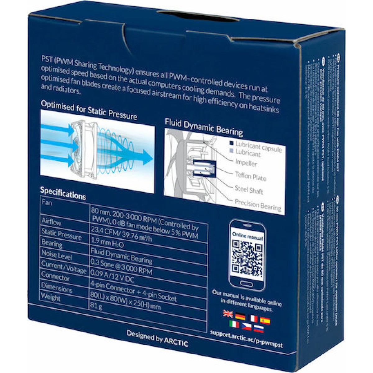Arctic P8 PWM PST Case Fan 80mm με Σύνδεση 4-Pin / 4-Pin Molex