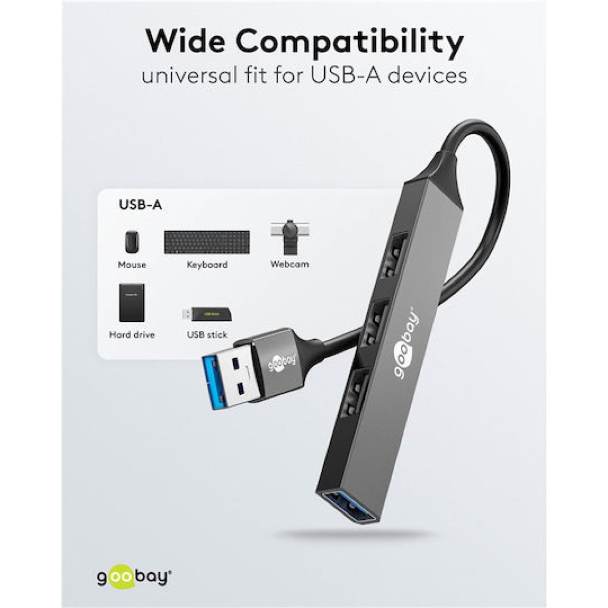 Goobay USB 3.2 Hub 4 Θυρών με σύνδεση USB-A Γκρι