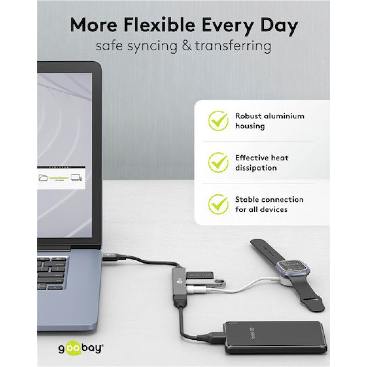 Goobay USB 3.2 Hub 4 Θυρών με σύνδεση USB-A Γκρι