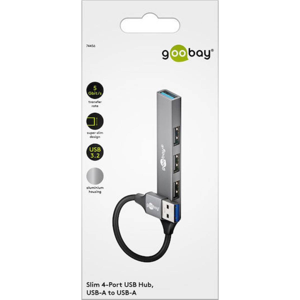 Goobay USB 3.2 Hub 4 Θυρών με σύνδεση USB-A Γκρι