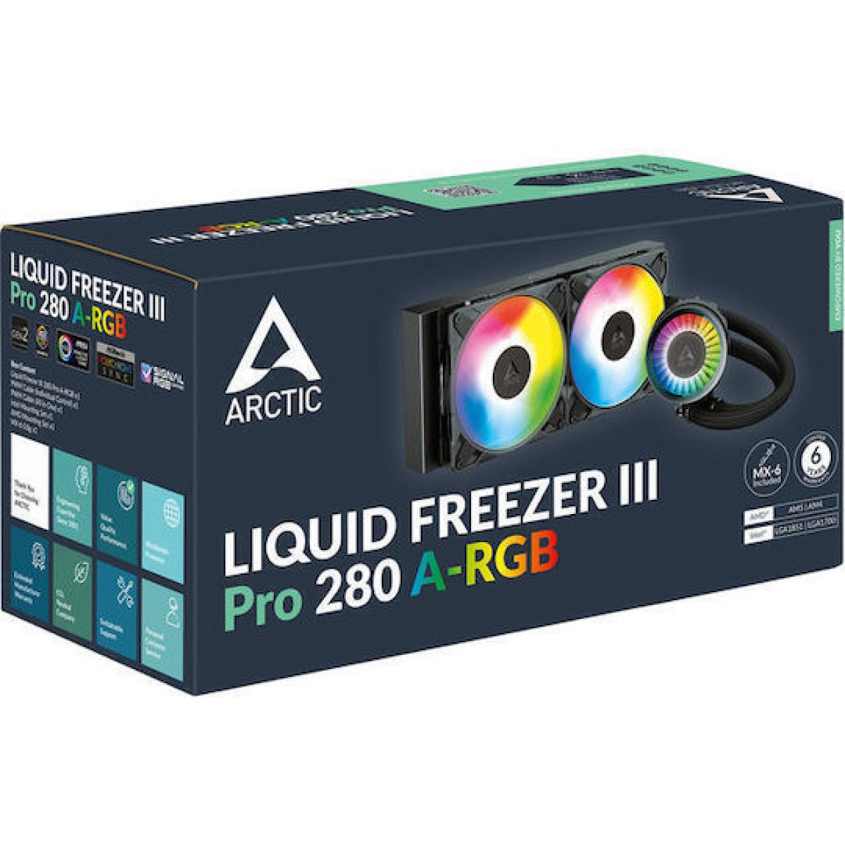 Arctic Liquid Freezer III Pro 280 A-RGB Υδρόψυξη Επεξεργαστή Διπλού Ανεμιστήρα 140mm για Socket AM4/AM5/1700