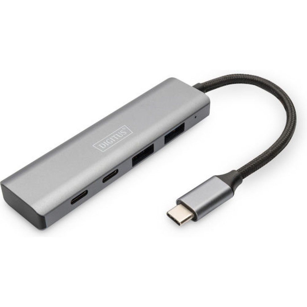 Digitus USB 3.1 Hub 4 Θυρών με σύνδεση USB-C Γκρι
