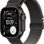 Apple Watch Ultra 3 Titanium 49mm Αδιάβροχο με eSIM και Παλμογράφο (Black Titanium Case with Black Titanium Milanese Loop - Small)