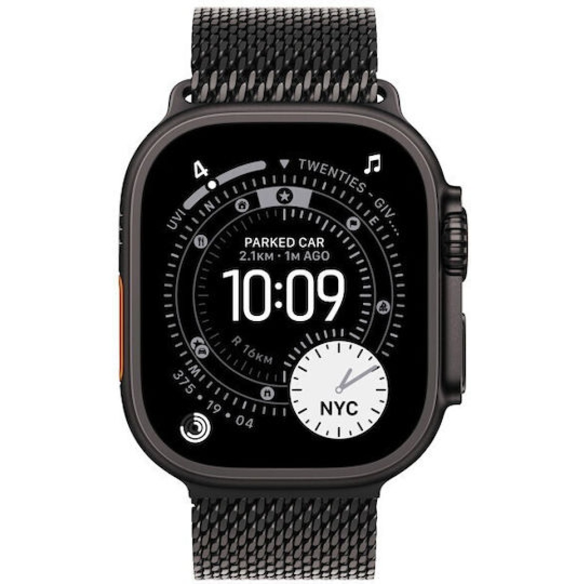 Apple Watch Ultra 3 Titanium 49mm Αδιάβροχο με eSIM και Παλμογράφο (Black Titanium Case with Black Titanium Milanese Loop - Small)