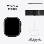 Apple Watch Ultra 3 Titanium 49mm Αδιάβροχο με eSIM και Παλμογράφο (Black Titanium Case with Black Titanium Milanese Loop - Small)