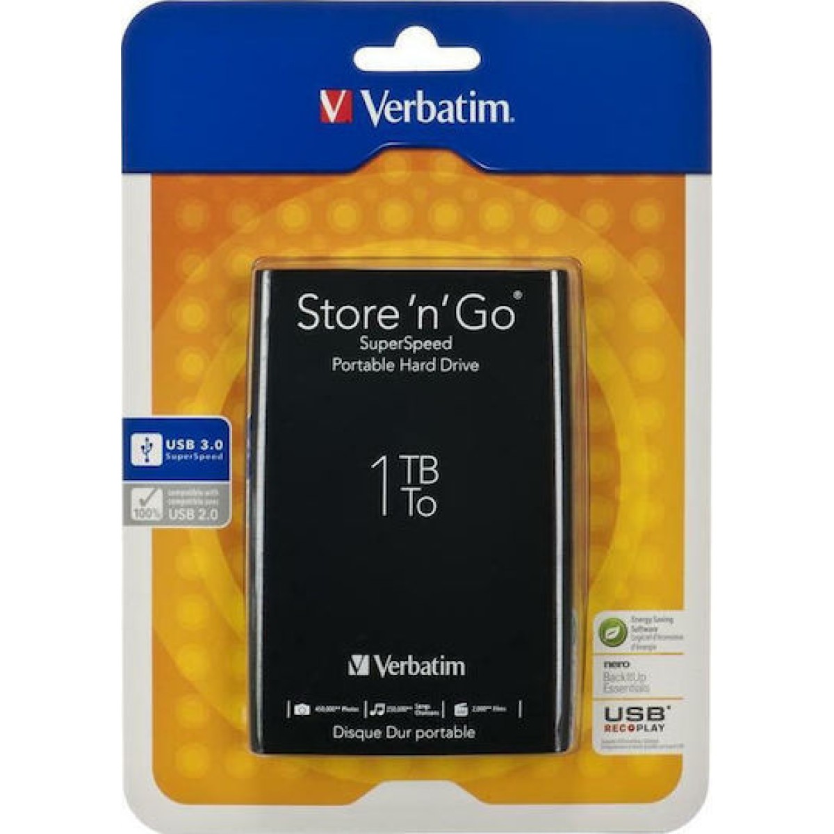 Verbatim Store \'n\' Go USB 3.0 Εξωτερικός HDD 1TB 2.5\