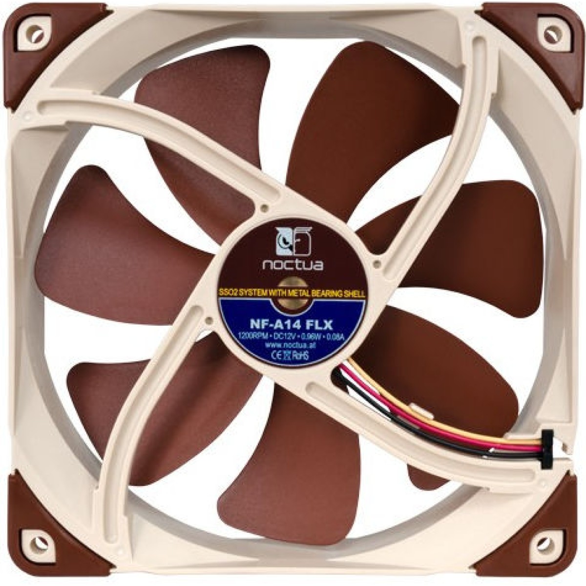 Noctua NF-A14 FLX Case Fan 140mm με Σύνδεση 4-Pin Molex / 3-Pin Καφέ