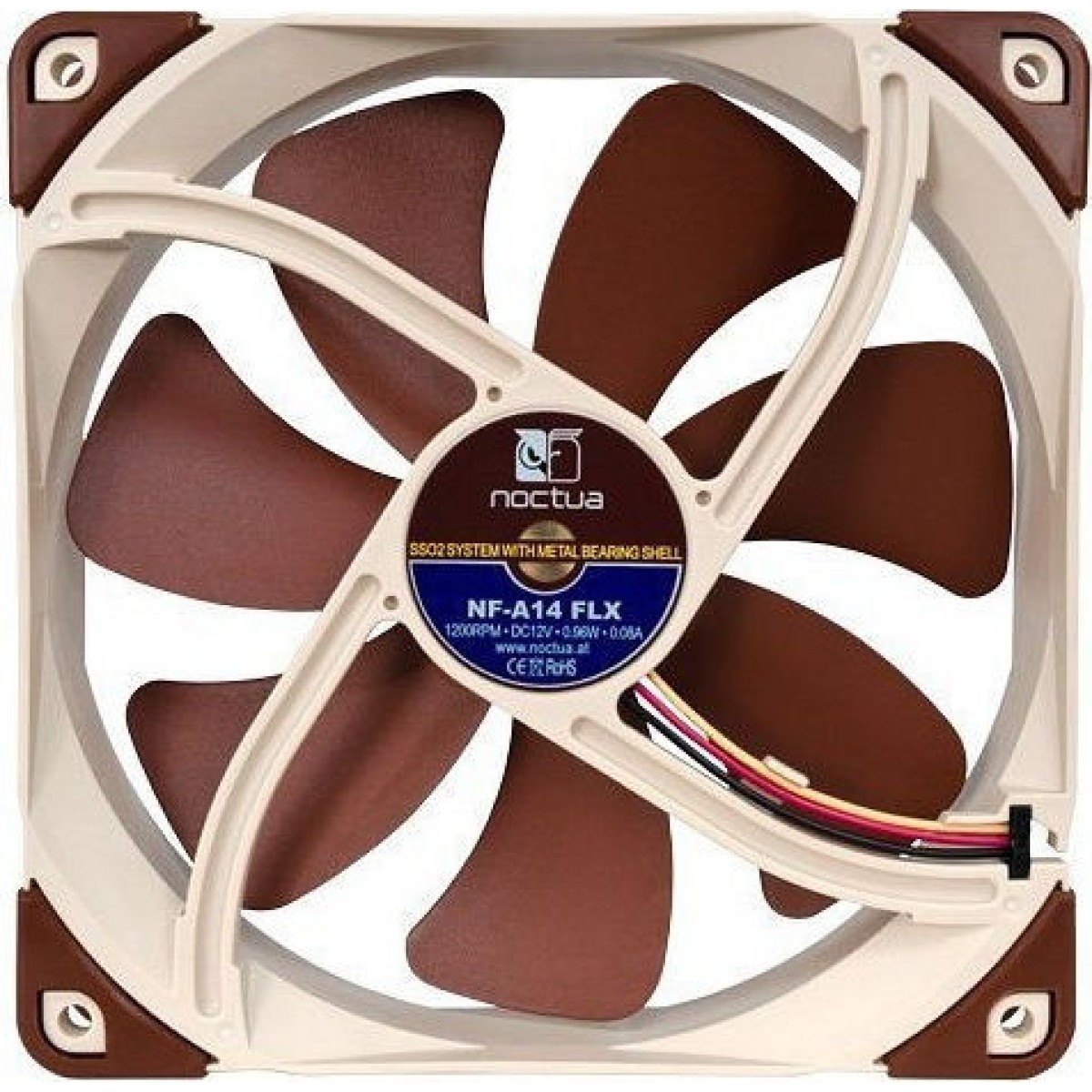 Noctua NF-A14 FLX Case Fan 140mm με Σύνδεση 4-Pin Molex / 3-Pin Καφέ