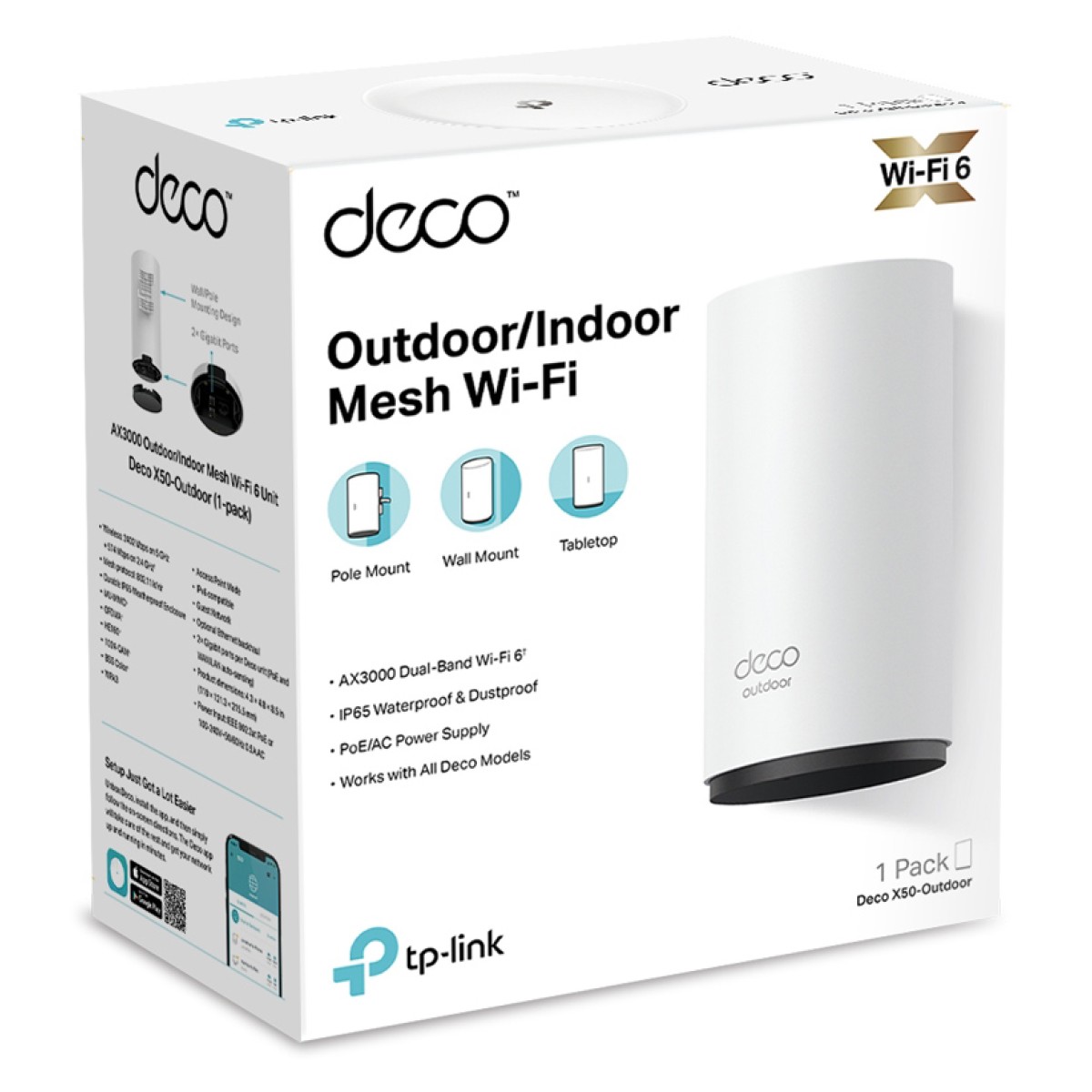 TP-LINK Whole Home Mesh Deco X50-Outdoor AX3000 Dual-Band Wi-Fi 6, Ver.1
