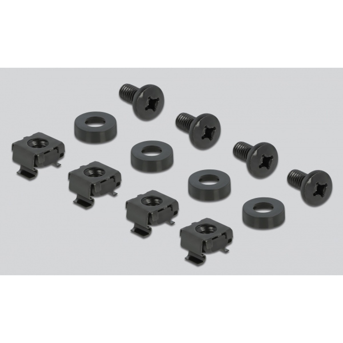 DELOCK cable management 66488, 19"/1U rack, 3x γάντζοι & βούρτσα, μαύρο