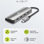 GOOBAY USB hub 76565, 4x θυρών, USB 3.2, 10Gbps, USB-C σύνδεση, γκρι