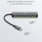 GOOBAY USB hub 76565, 4x θυρών, USB 3.2, 10Gbps, USB-C σύνδεση, γκρι