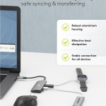 GOOBAY USB hub 76565, 4x θυρών, USB 3.2, 10Gbps, USB-C σύνδεση, γκρι