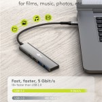 GOOBAY USB hub 76563, 4x θυρών, USB 3.2, 5Gbps, USB-C σύνδεση, γκρι