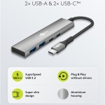 GOOBAY USB hub 76563, 4x θυρών, USB 3.2, 5Gbps, USB-C σύνδεση, γκρι