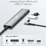 GOOBAY USB hub 76563, 4x θυρών, USB 3.2, 5Gbps, USB-C σύνδεση, γκρι