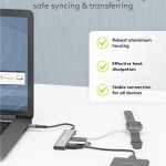 GOOBAY USB hub 76563, 4x θυρών, USB 3.2, 5Gbps, USB-C σύνδεση, γκρι