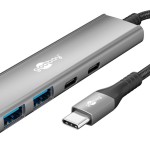 GOOBAY USB hub 76563, 4x θυρών, USB 3.2, 5Gbps, USB-C σύνδεση, γκρι