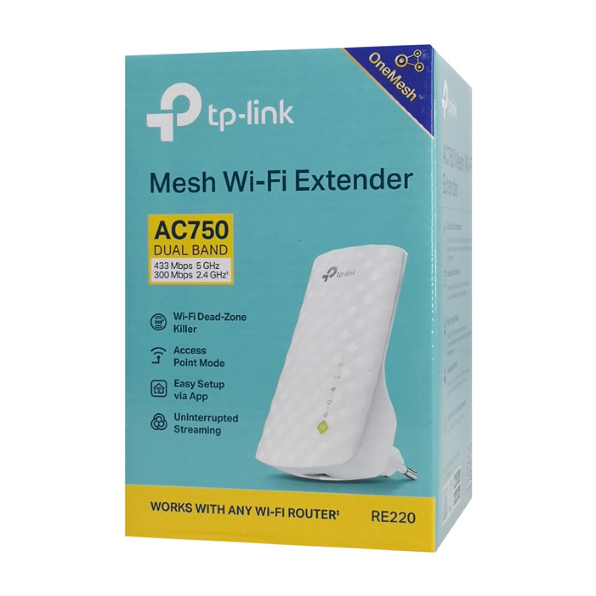 TP-LINK mesh WiFi extender RE220, AC750, dual band, Ver 3.0