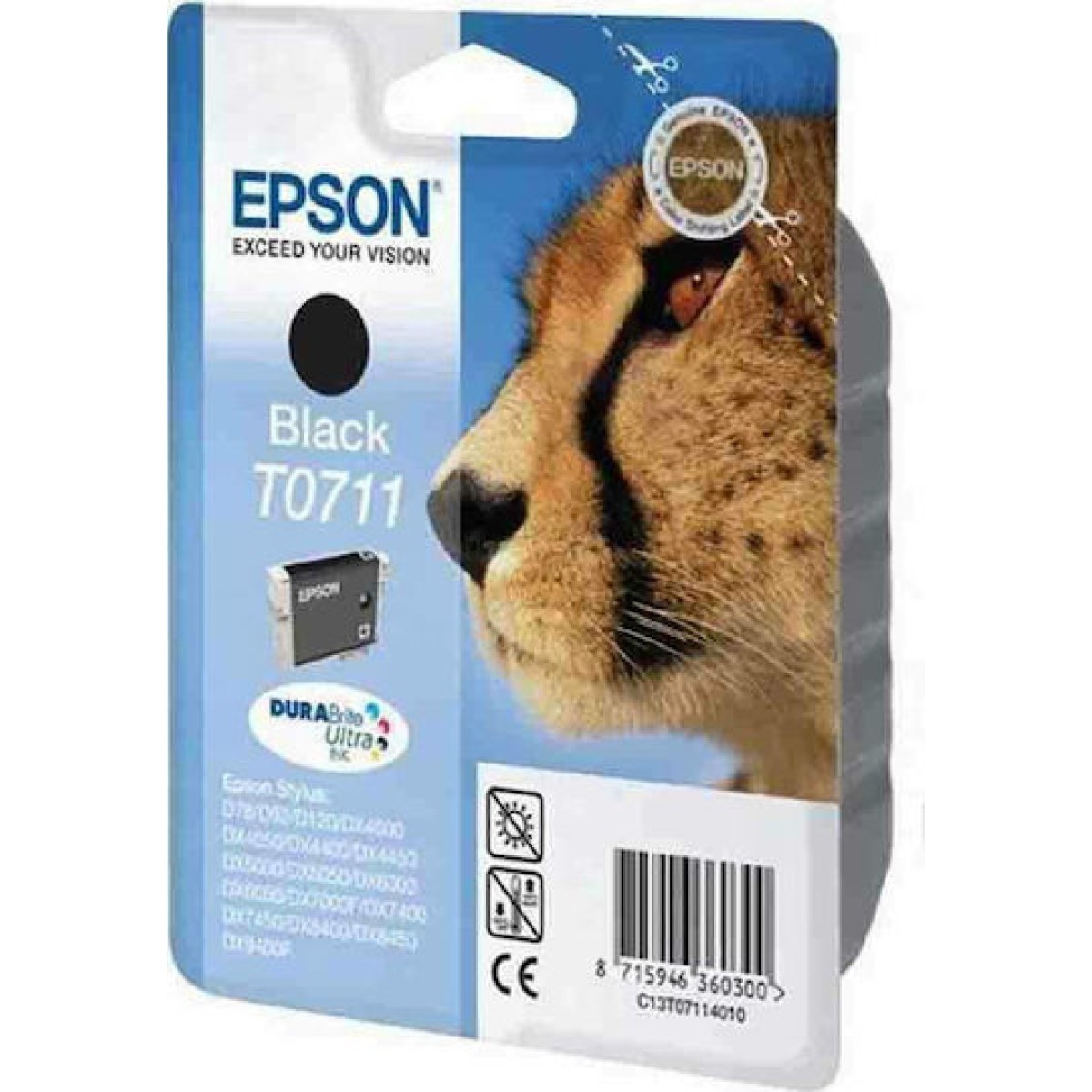 Epson T0711 Γνήσιο Μελάνι Εκτυπωτή InkJet Μαύρο (C13T07114010 C13T07114012)