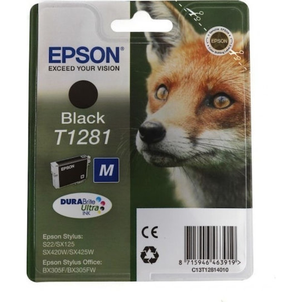 Epson T1281M Γνήσιο Μελάνι Εκτυπωτή InkJet Μαύρο (C13T12814010)